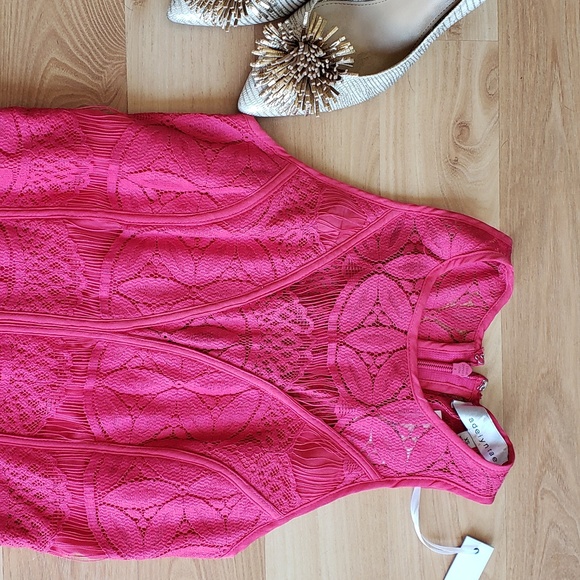 Pink Adelyn Rae lace high/low sheath dress - Picture 4 of 7